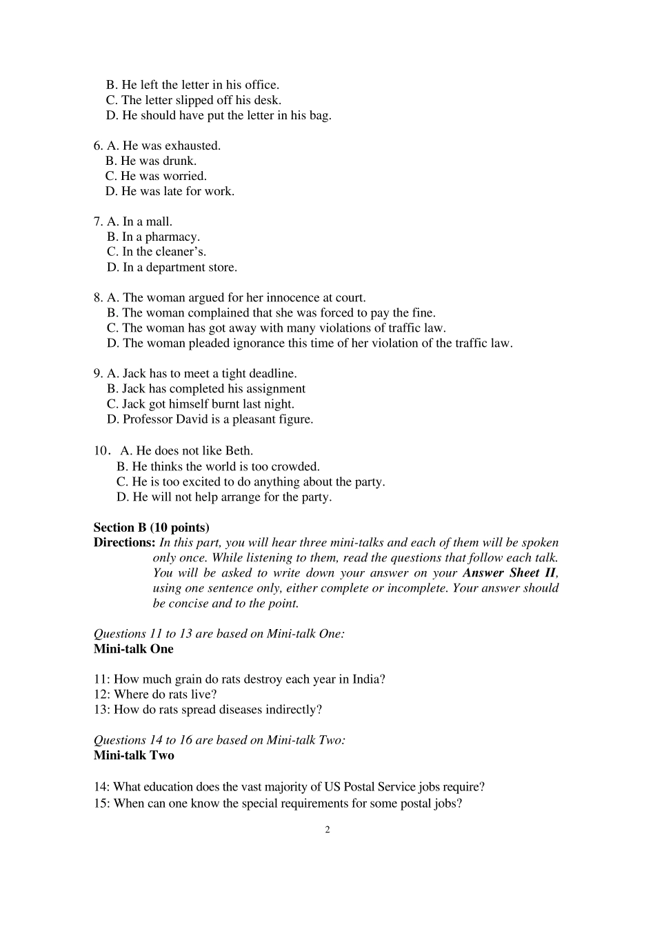 中国科学院大学英语B考试样题Sampletest_第2页
