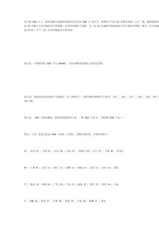 中国移动SIM卡号(ICCID)的含义