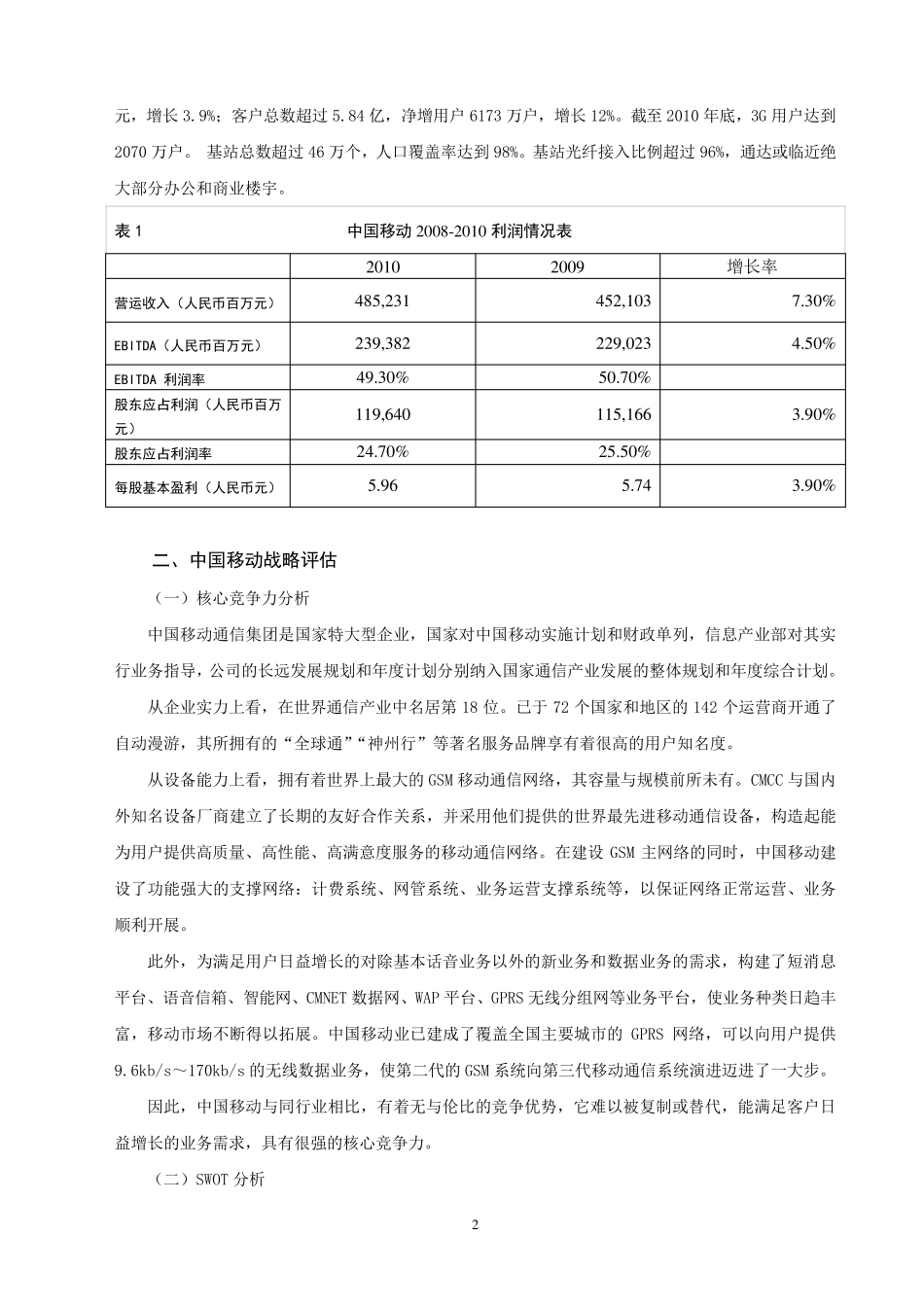 中国移动公司战略与风险评估分析报告_第2页