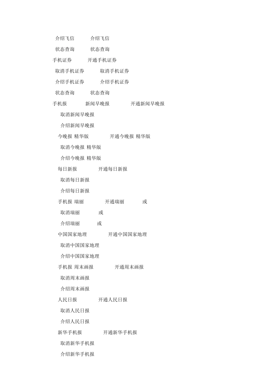 中国移动短信营业厅功能代码一览表(代码发10086)_第3页
