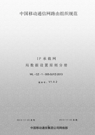 中国移动通信网络路由组织规范