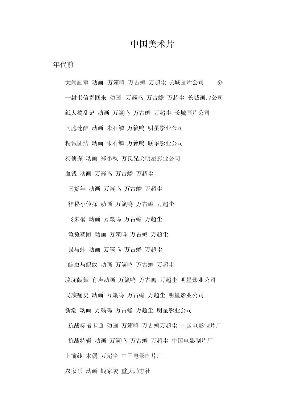 中国美术片大全_第1页