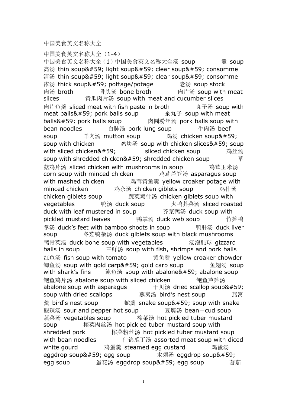 中国美食英文名称大全_第1页