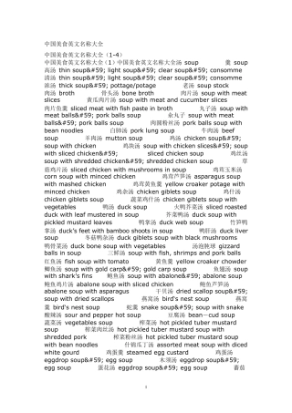 中国美食英文名称大全