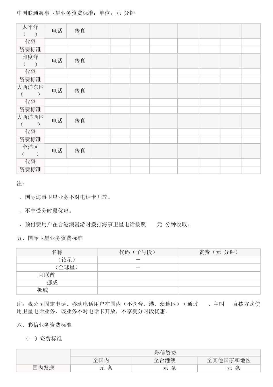 中国联通国际漫游资费表2012新版_第3页