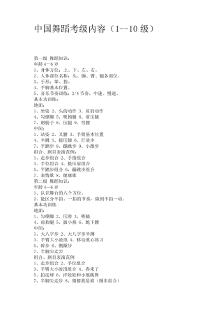 中国舞蹈考级内容