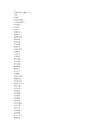 中国菜单怎么翻译