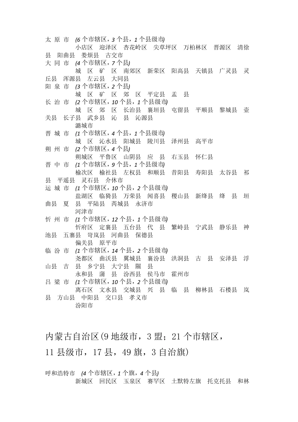 中国行政区划明细_第3页