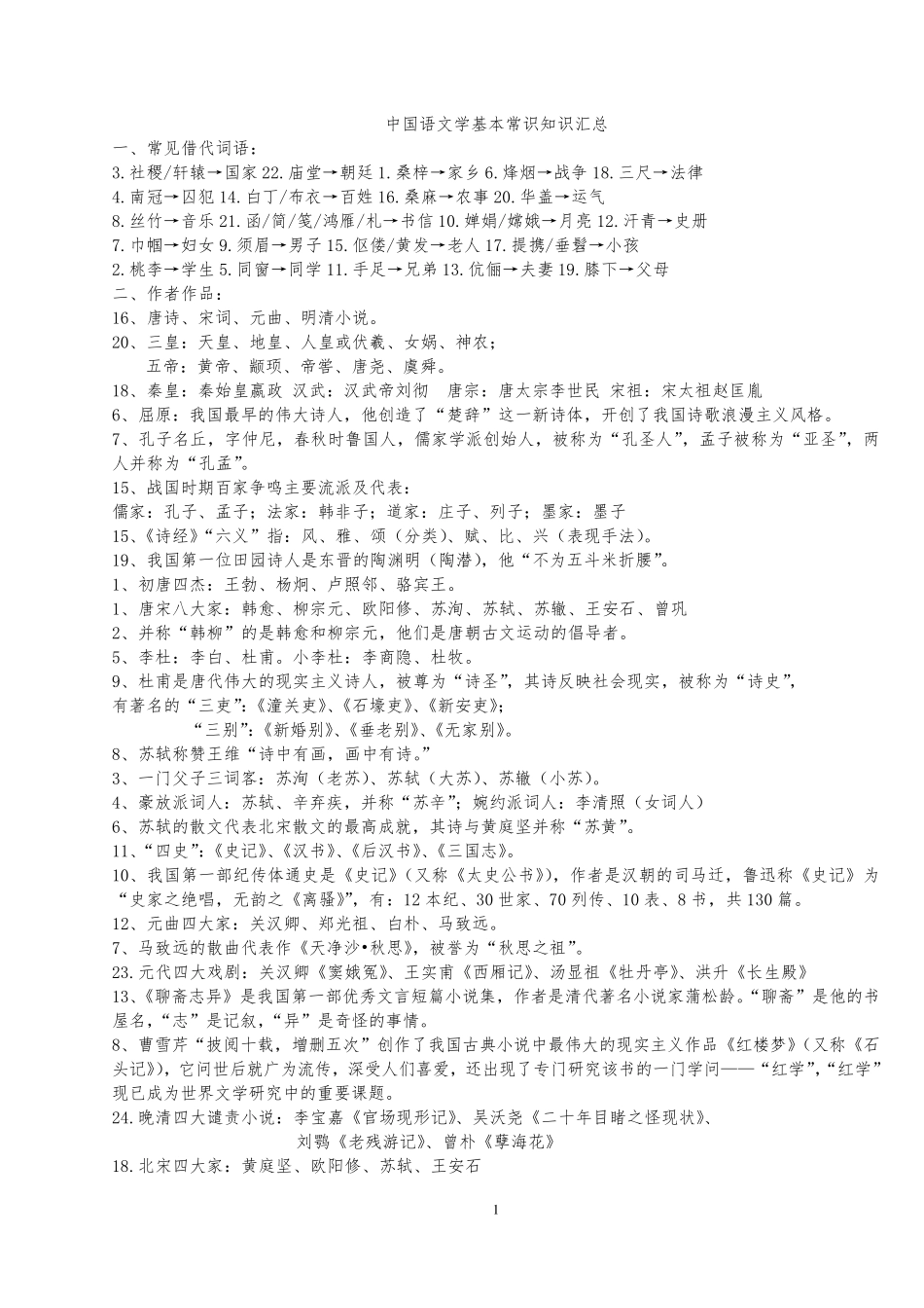 中国语文学基本常识知识_第1页
