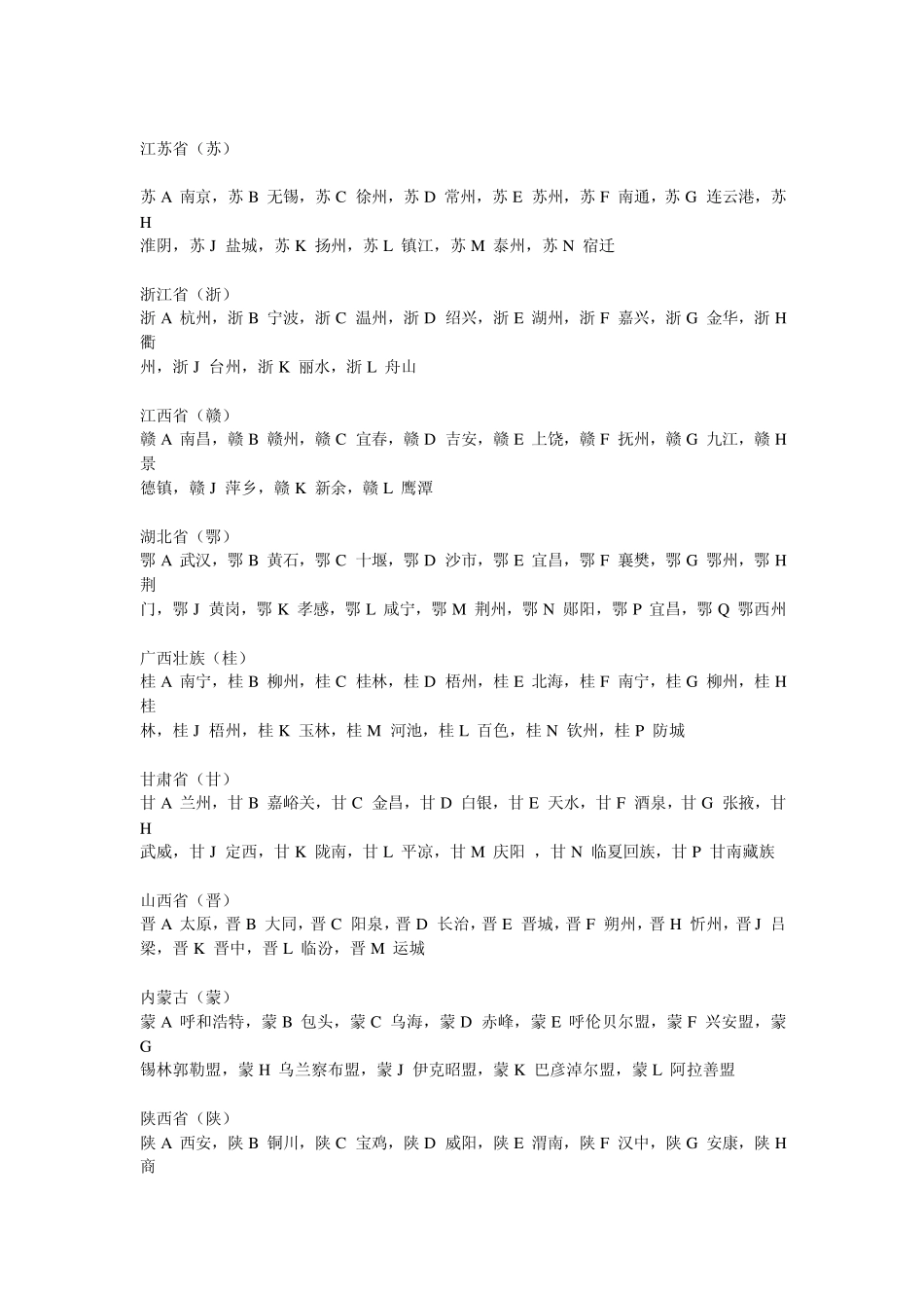 中国车牌号大全_第2页