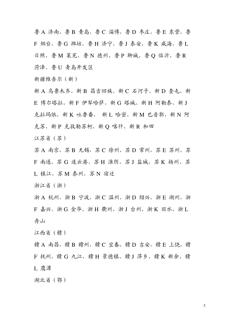 中国车牌号的识别大全_第3页