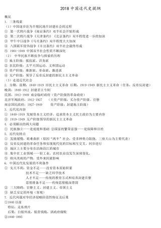 中国近代史通史复习提纲详细版