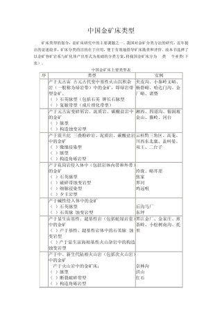 中国金矿类型