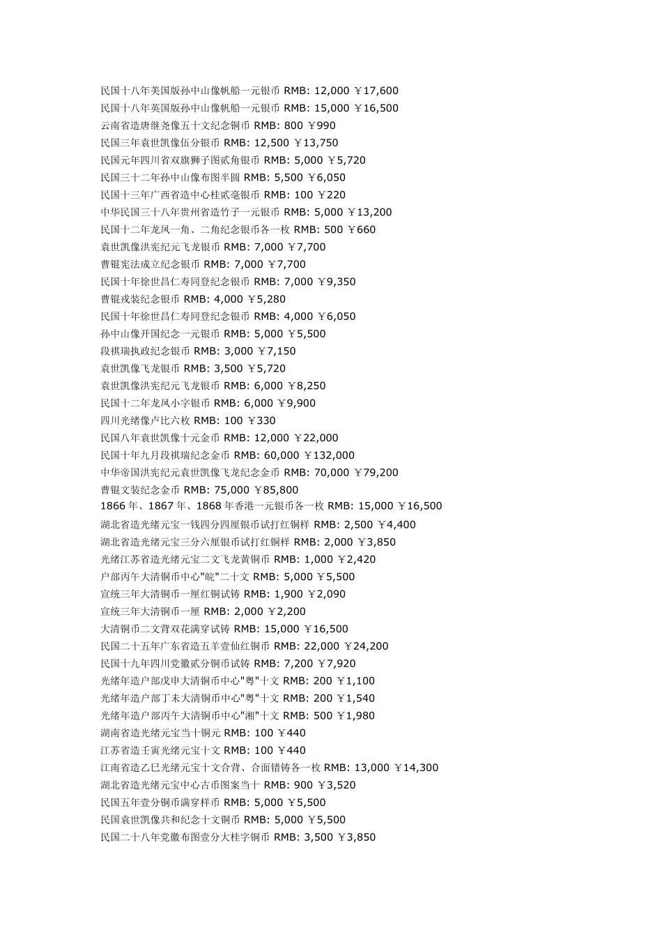 中国银元价格一览表_第2页