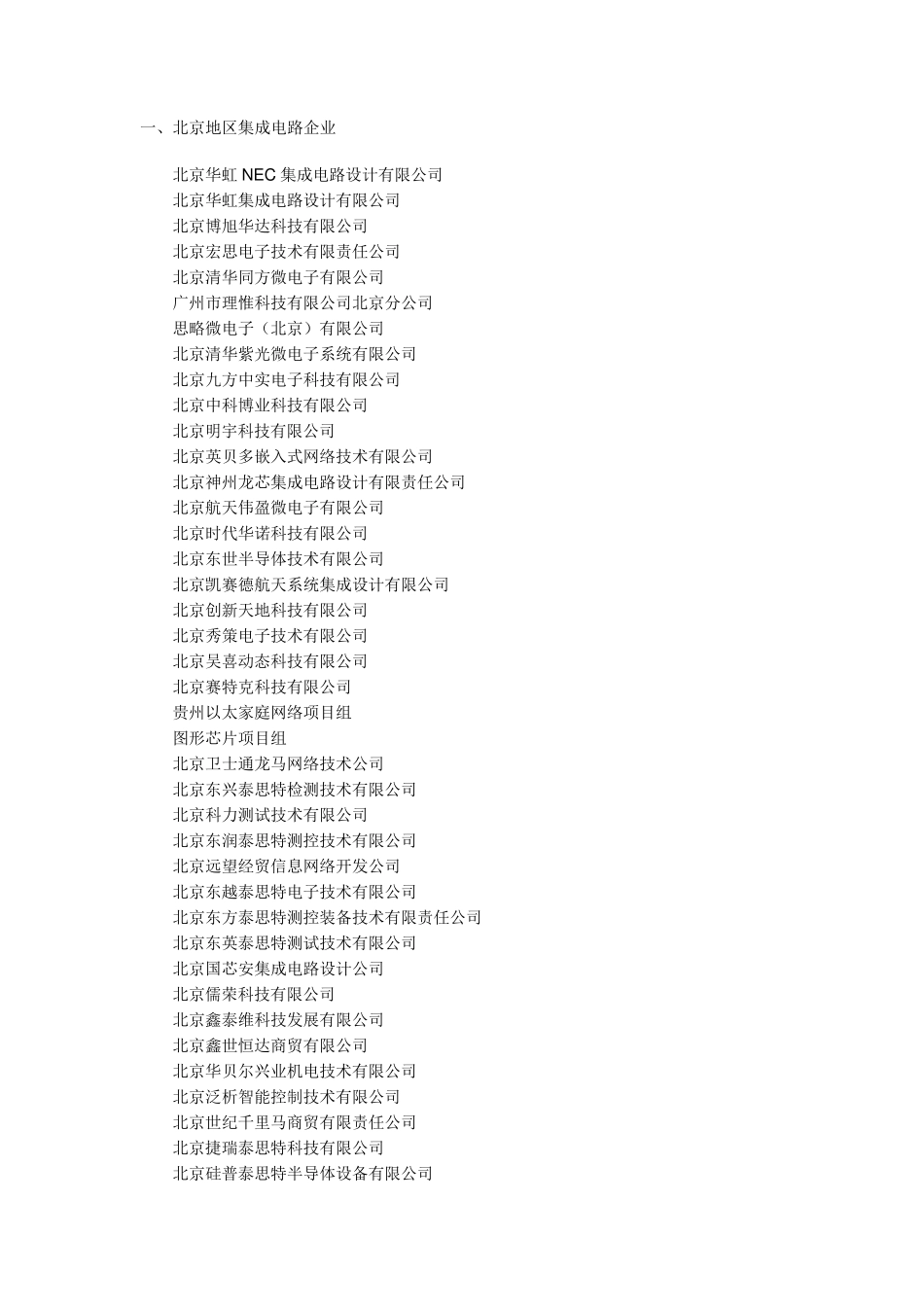 中国集成电路设计企业一览表_第1页