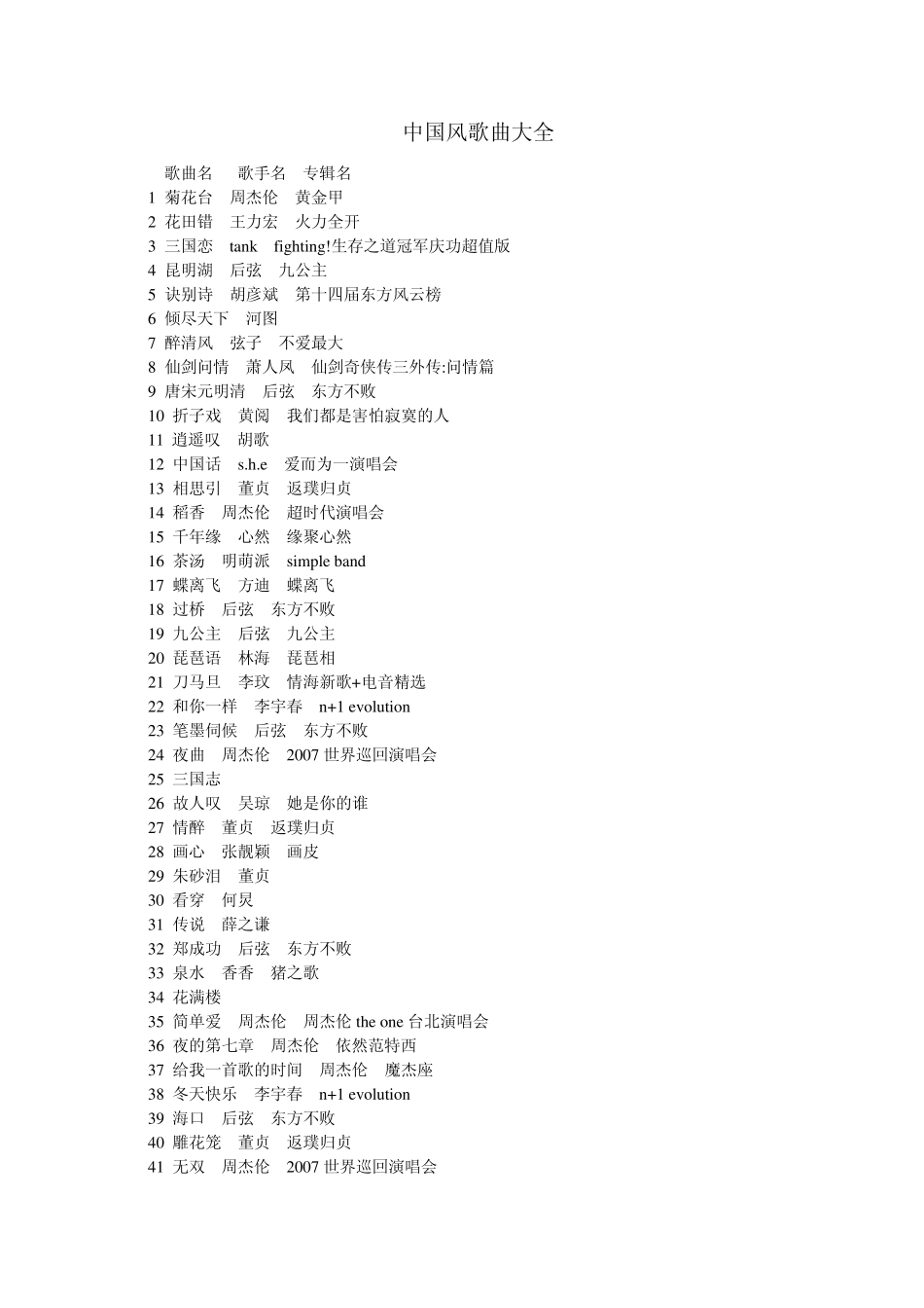 中国风歌曲大全_第1页