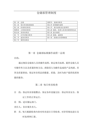 仓储部管理制度