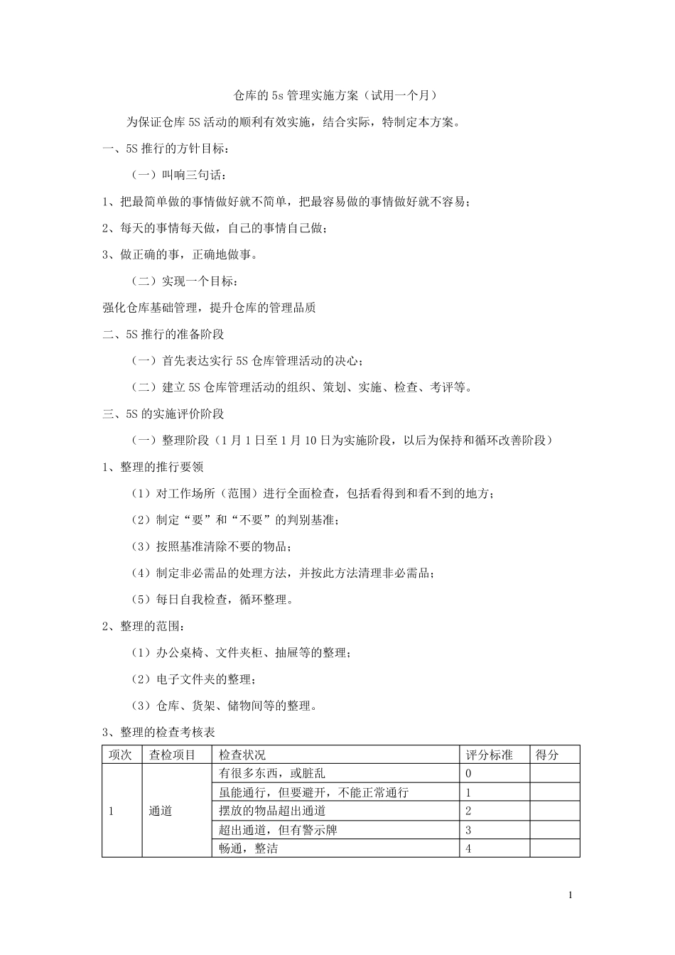 仓库5S管理实施方案_第1页