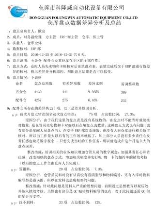 仓库库存差异分析原因及总结