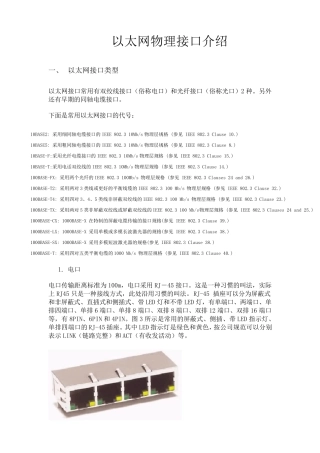 以太网物理接口类型介绍与信号定义
