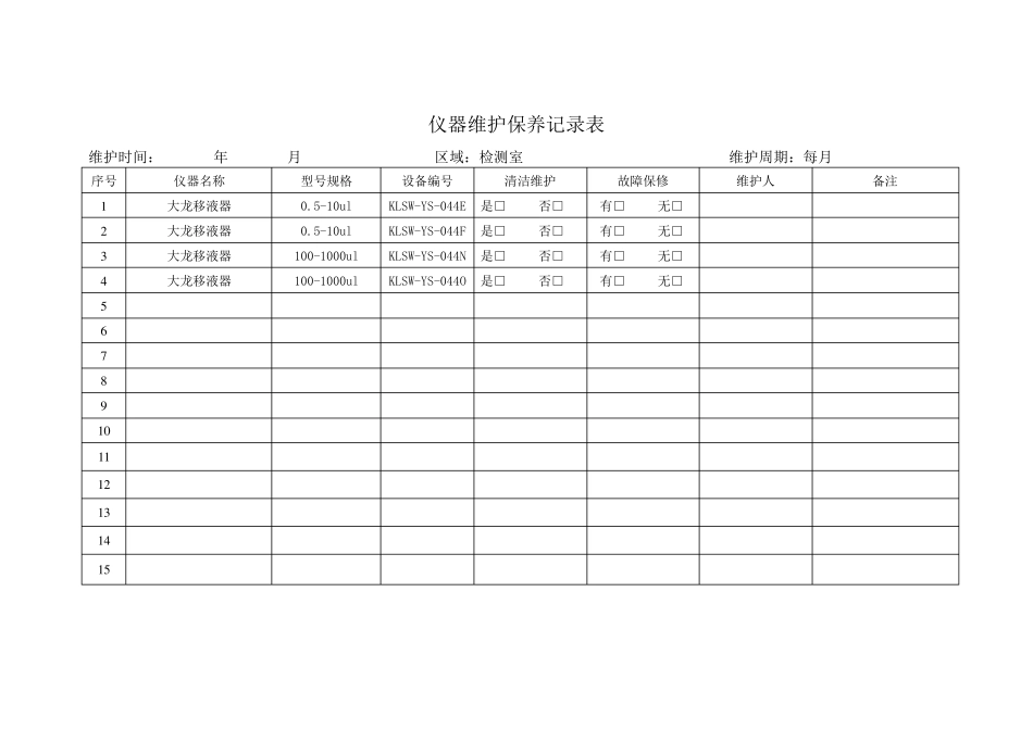 仪器维护记录表_第2页