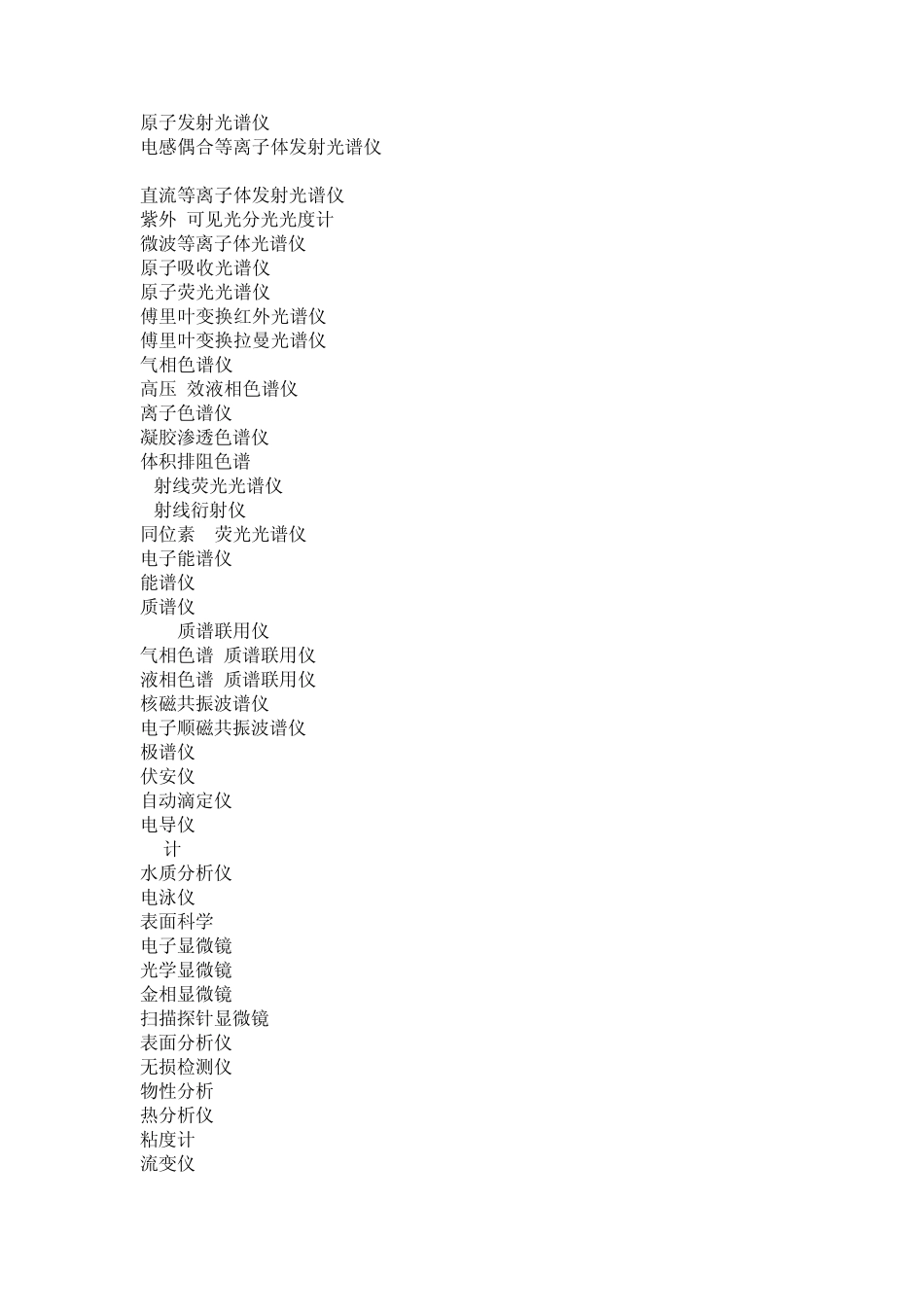 仪器设备的英文名_第1页