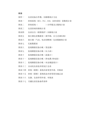 仪表及自动设备管理台帐