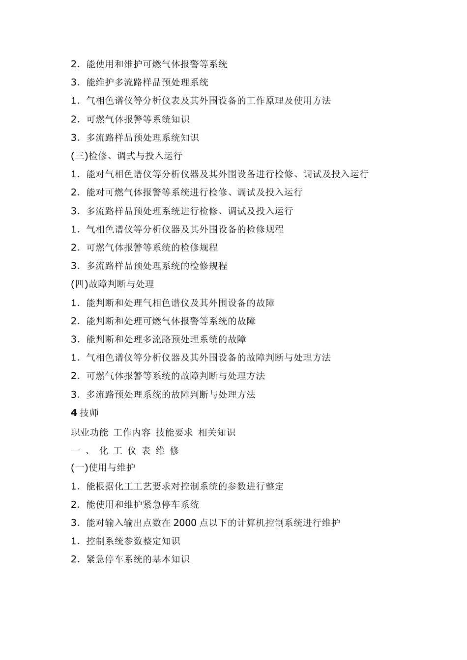 仪表维修工技师培训教学大纲_第3页
