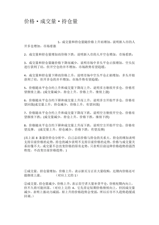 价格成交量持仓量