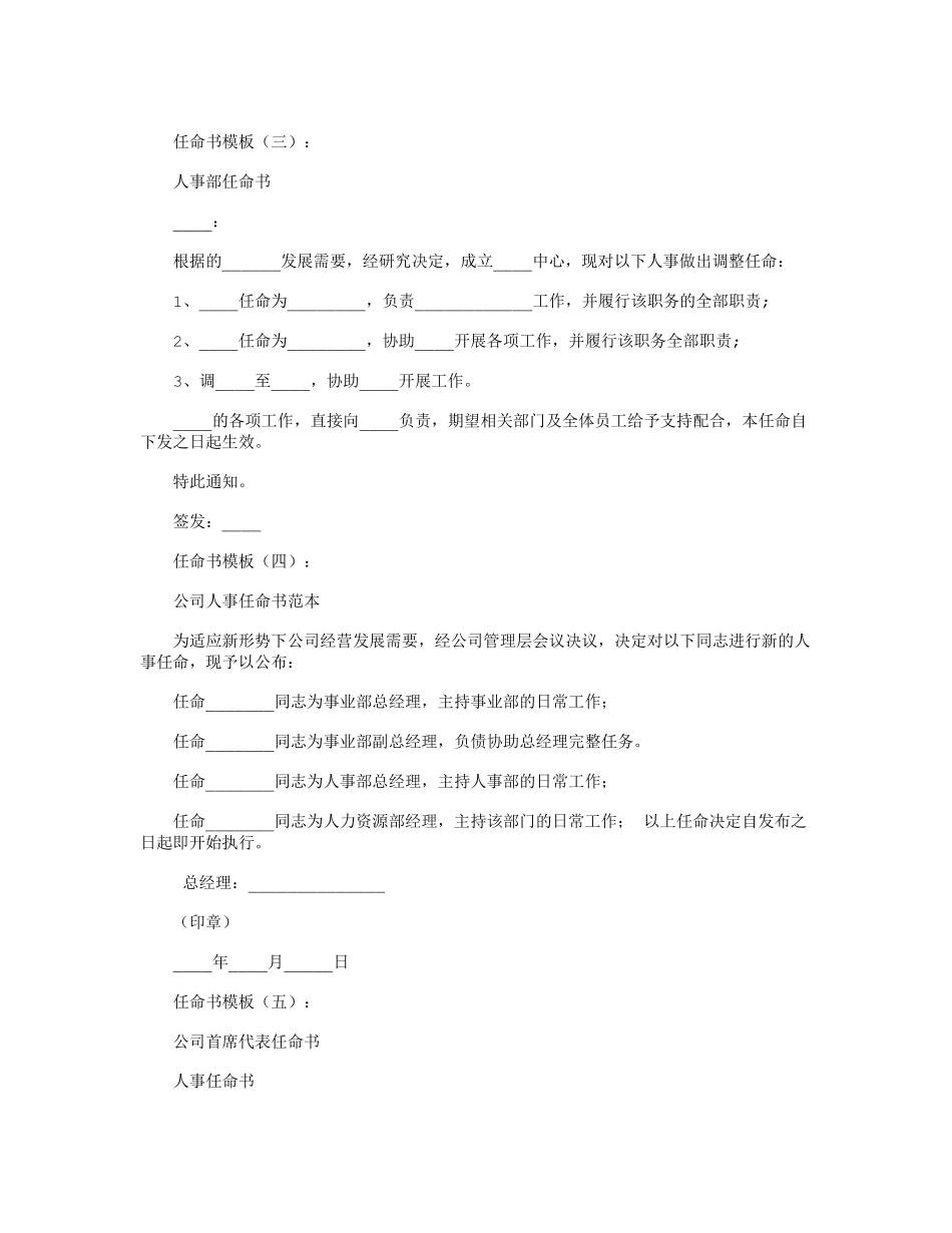 任命书模板15则正式版_第2页
