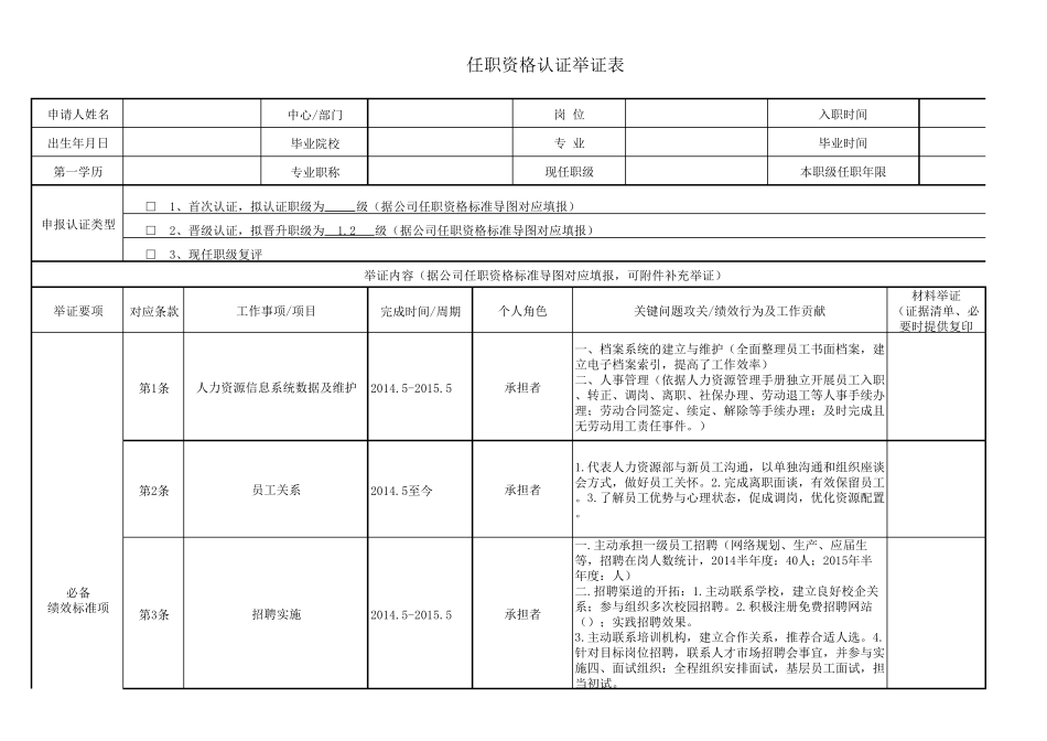 任职资格认证举证表_第1页