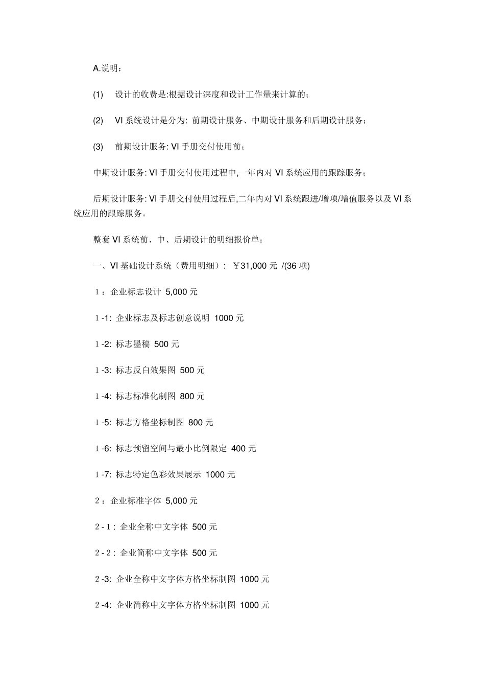 企业VI设计报价表_第1页