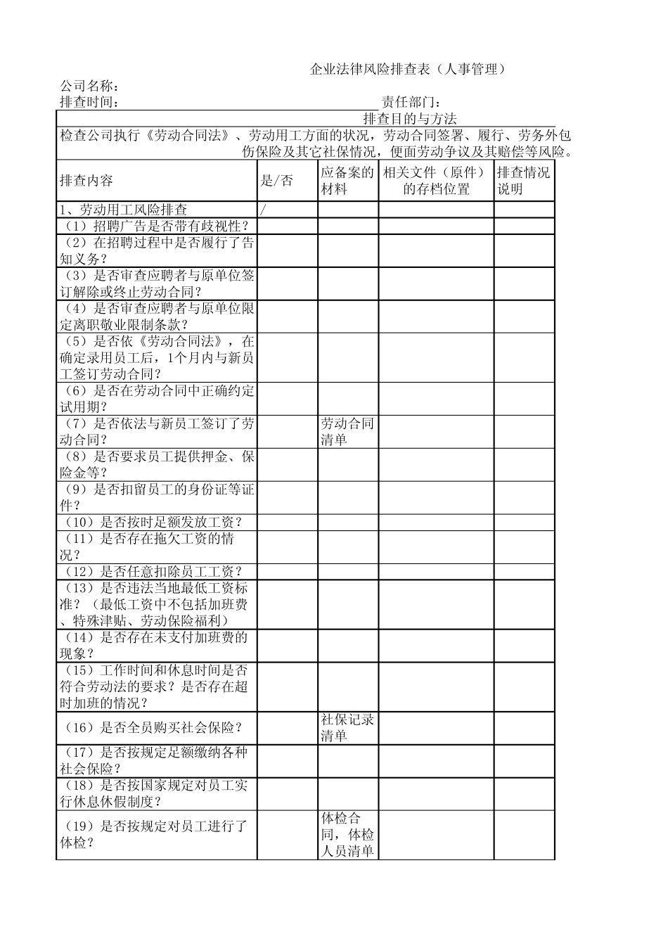 企业主要法律风险排查_第1页