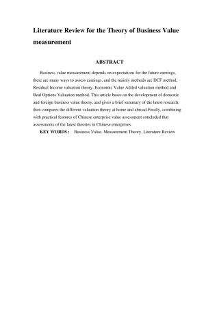 企业价值评估文献综述英文版