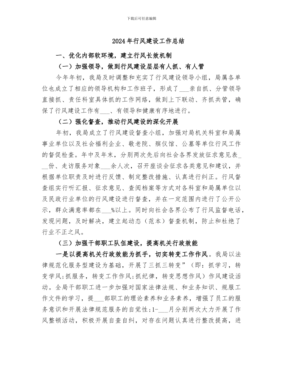 2024年行风建设工作总结_第1页