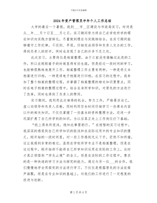 2024年资产管理员半年个人工作总结