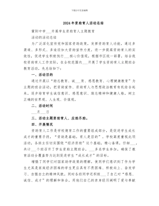 2024年资助育人活动总结