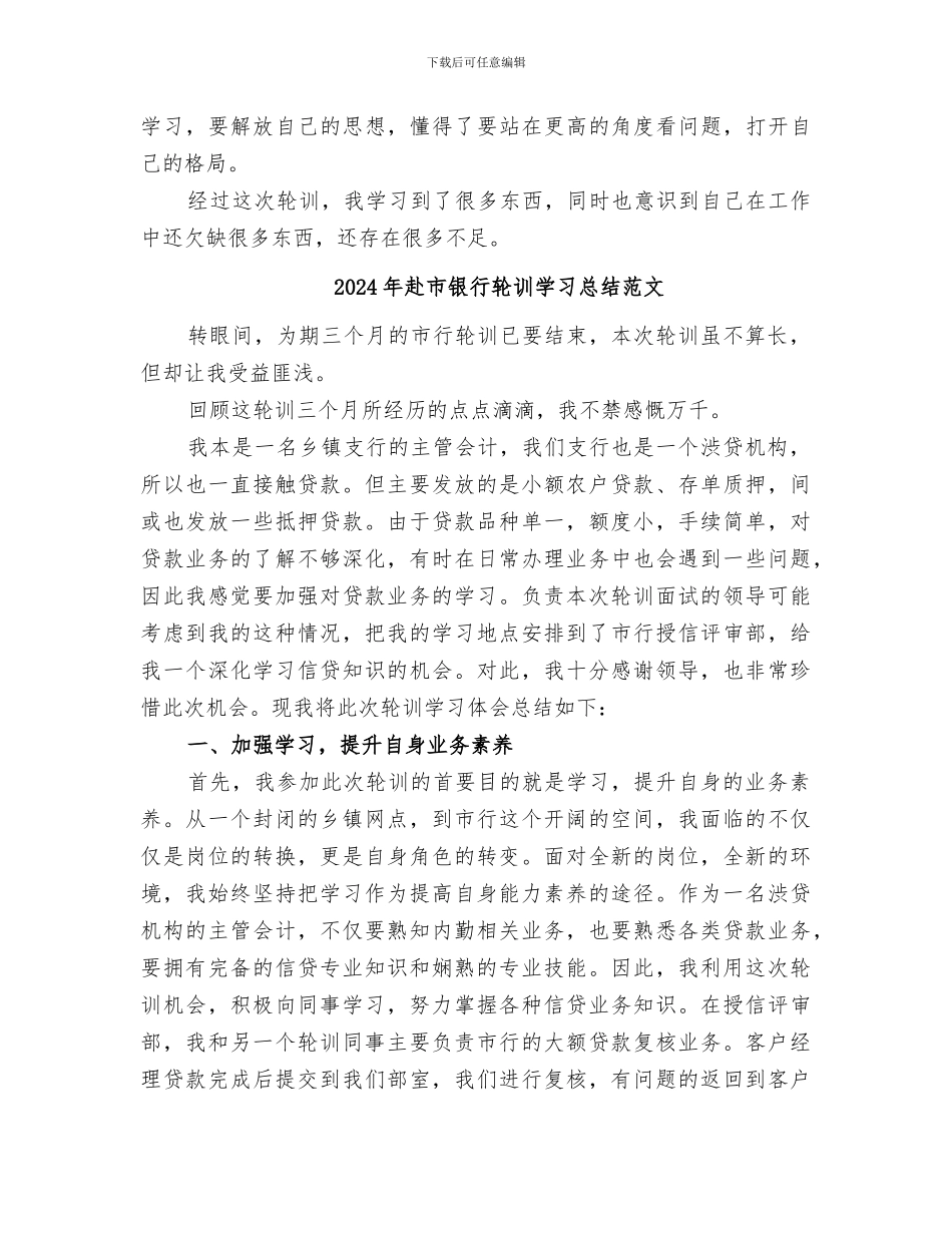 2024年赴市银行轮训学习总结_第3页