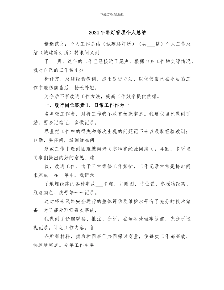 2024年路灯管理个人总结_第1页