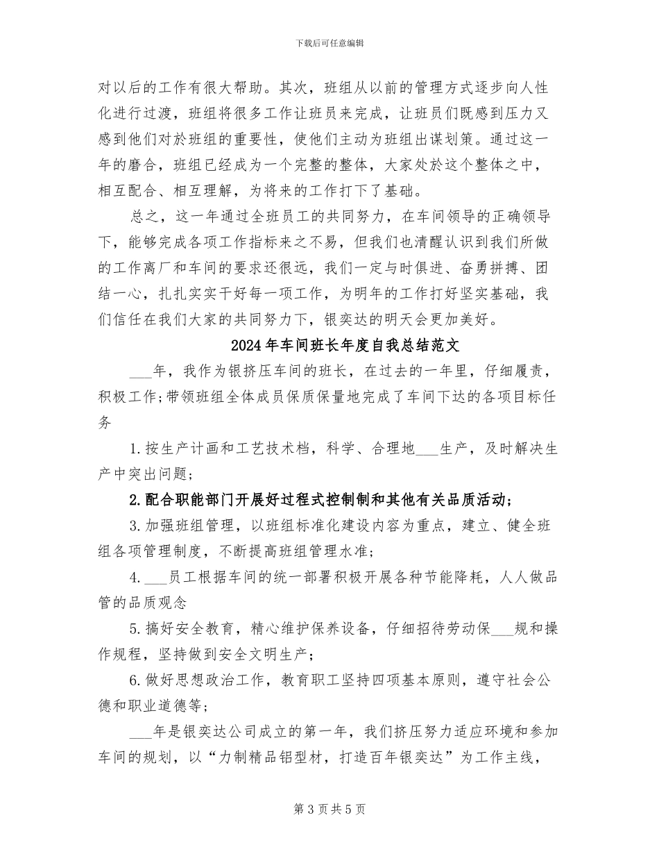 2024年车间班长年度自我总结_第3页