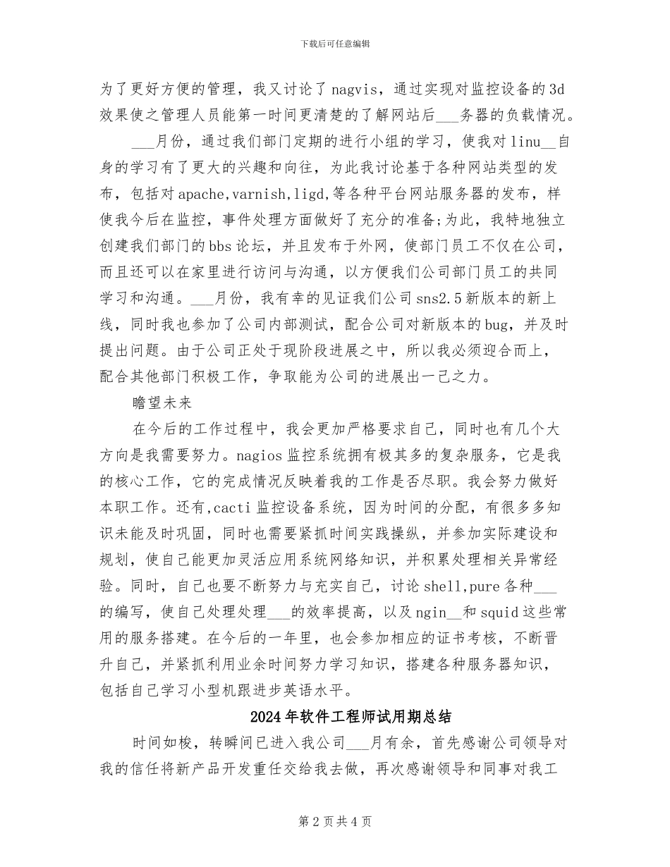 2024年软件工程师试用期工作总结范文_第2页