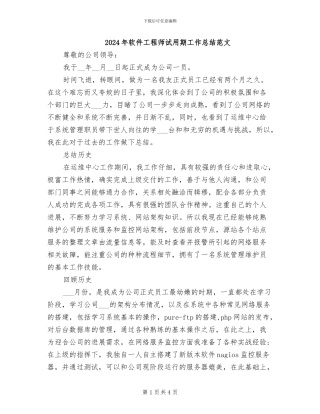 2024年软件工程师试用期工作总结范文
