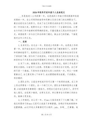 2024年软件开发年度个人总结范文