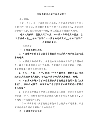 2024年软件公司工作总结范文