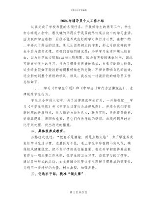 2024年辅导员个人工作小结