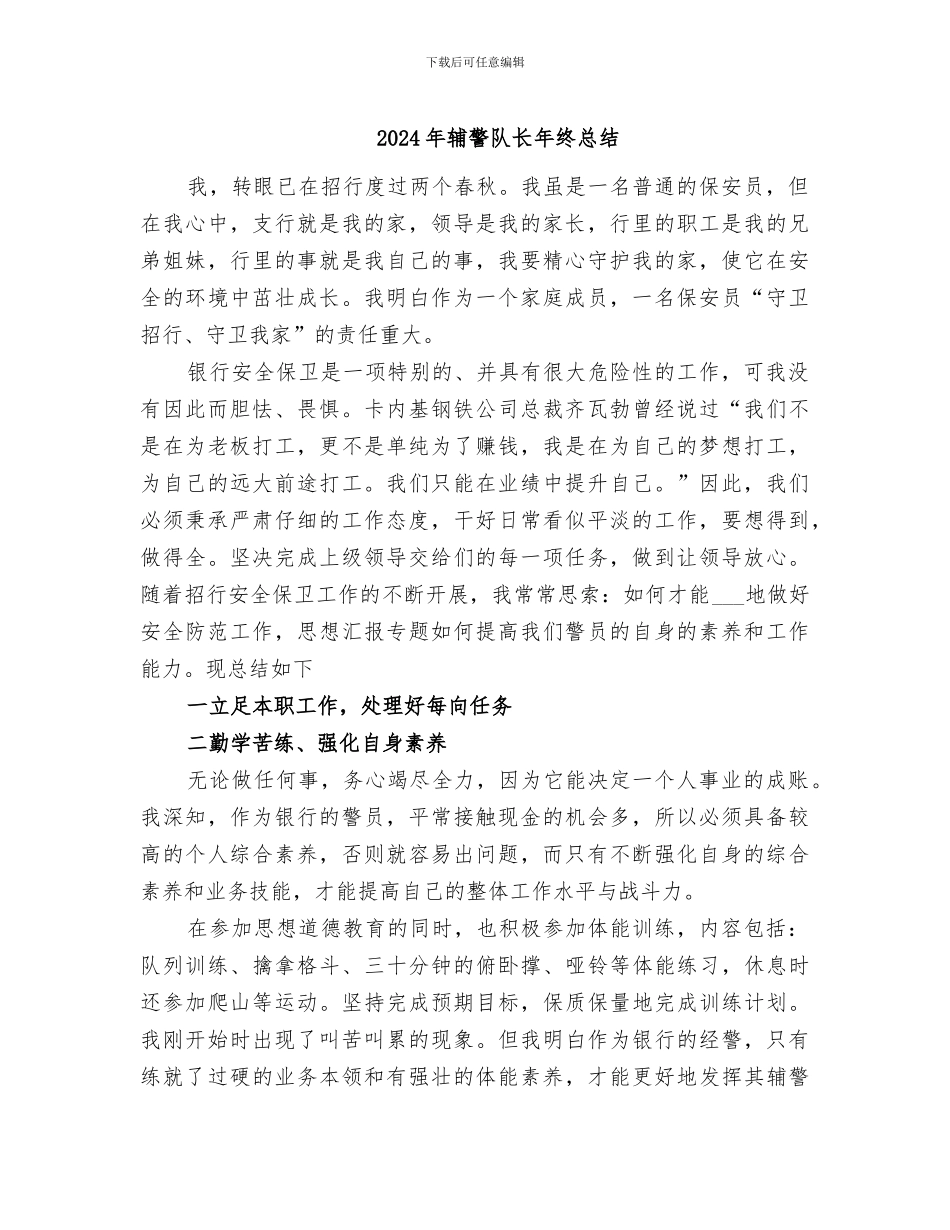 2024年辅警队长年终总结_第1页