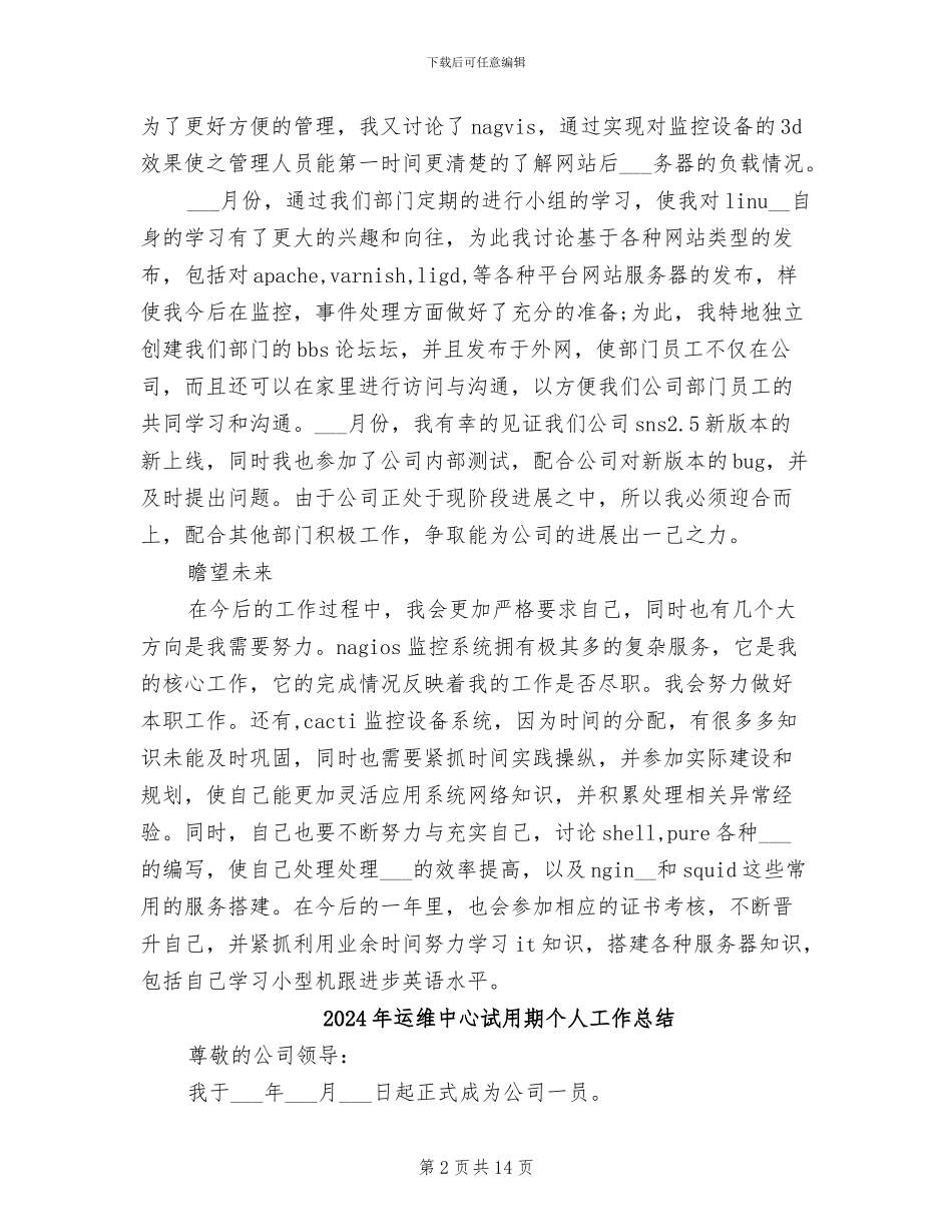 2024年运维中心试用期个人小结_第2页