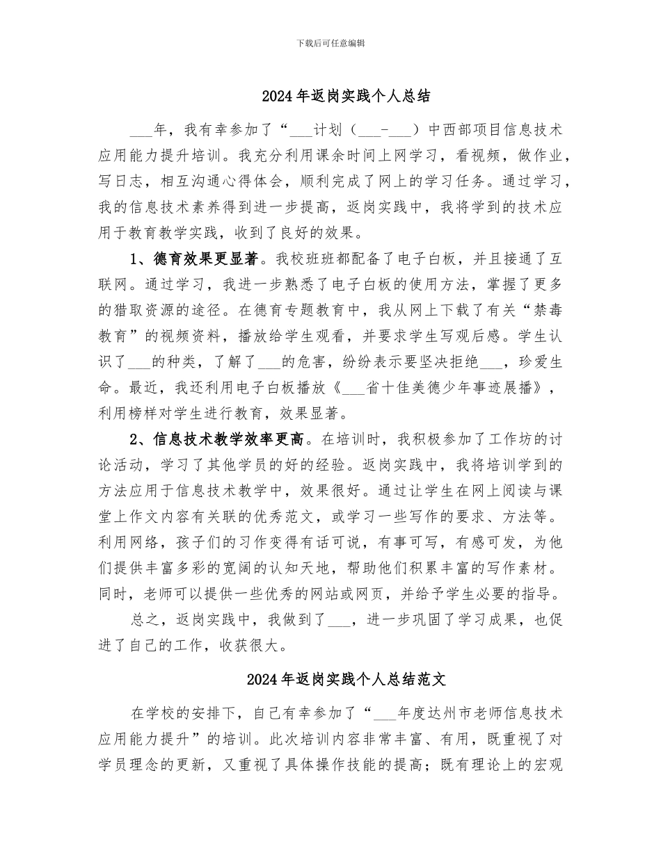 2024年返岗实践个人总结_第1页