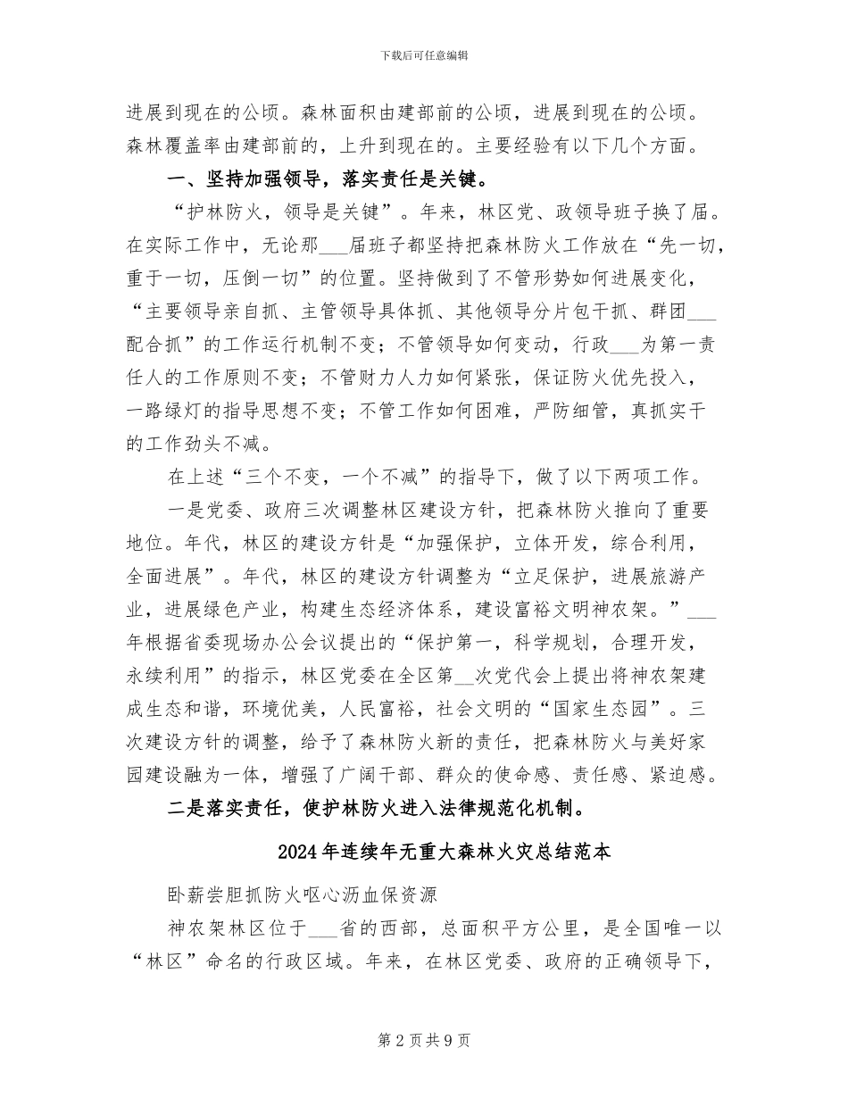 2024年连续年无重大森林火灾总结_第2页