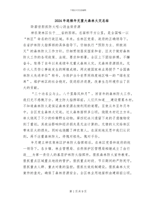 2024年连续年无重大森林火灾总结